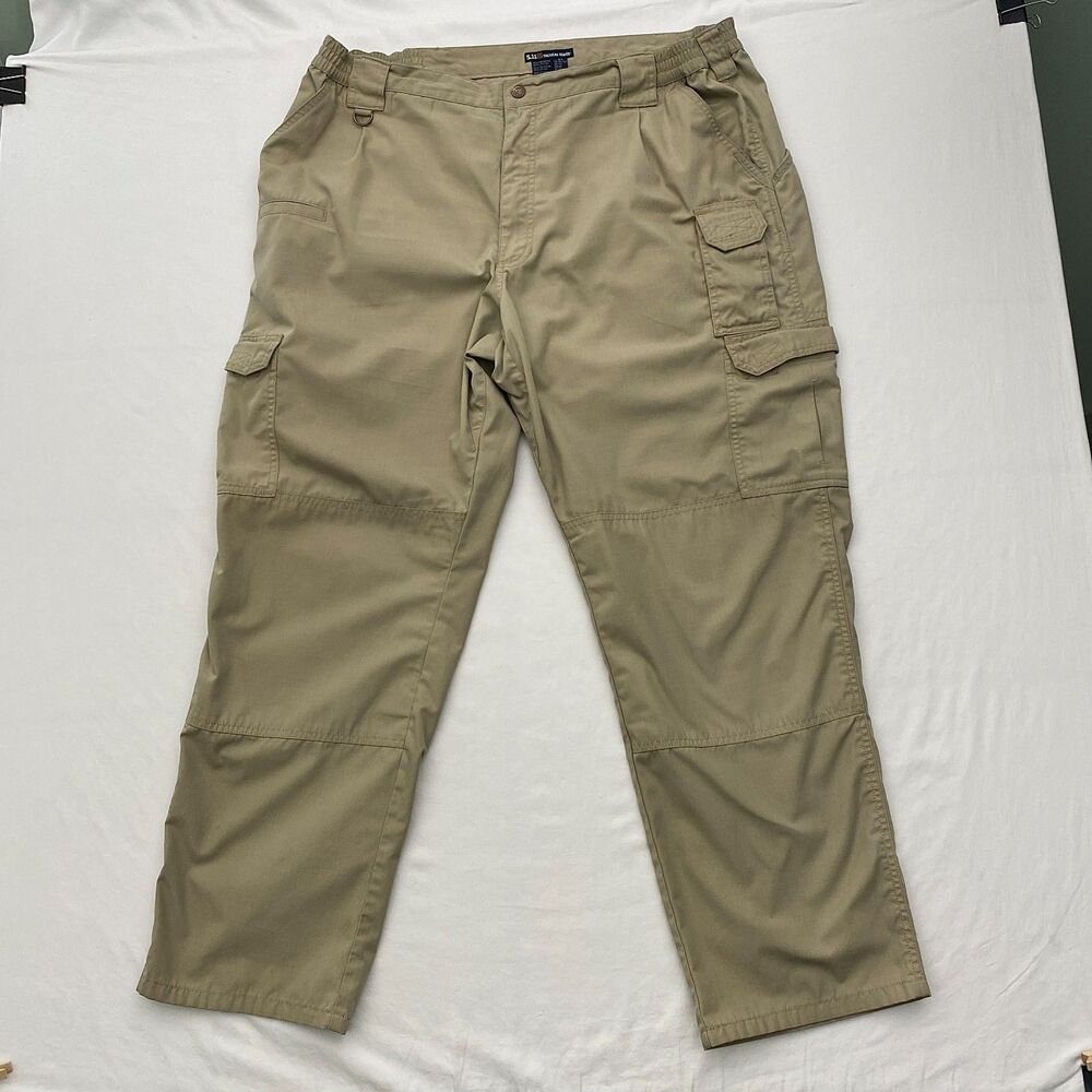 5.11 Tactical Cargo Pants Mens 42x32 Tan Ripstop Pockets Utility Workwear TAC143